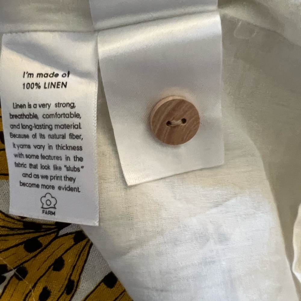 FARM Rio Linen Banana Print Yellow and White Mini Dress - Picture 11 of 15